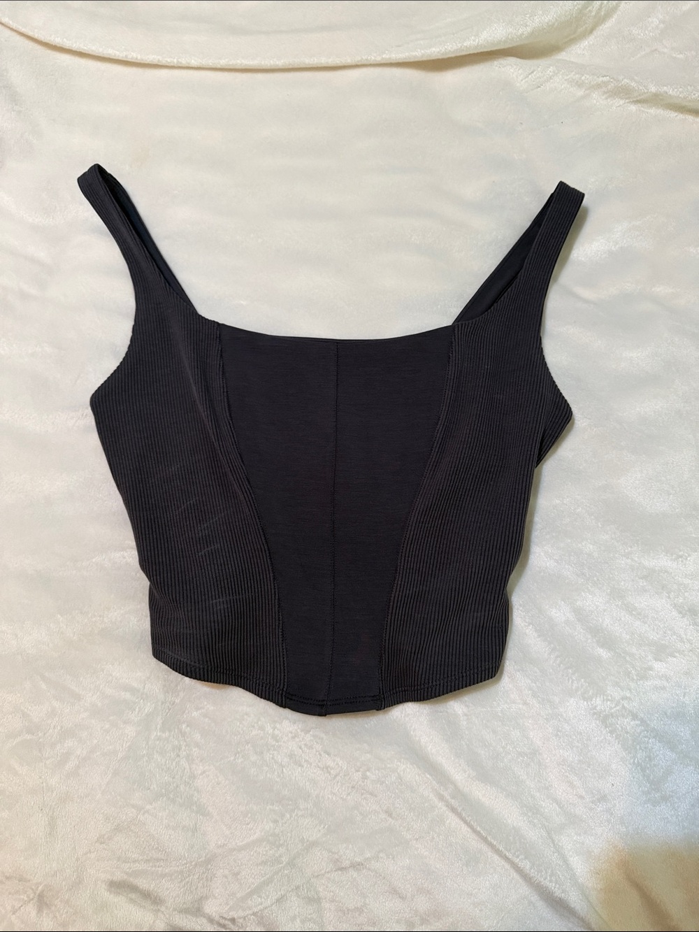 Victoria's Secret Gray Ribbed Square-Neck Crop Top